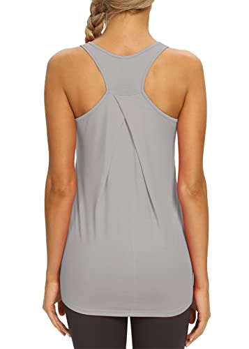Image of Mippo Womens Long Workout Tops Racerback Athletic Yoga Gym Tank Top Sports Tennis Shirt