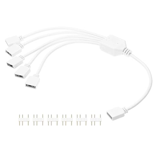 Multiplicador ARGB 5V de 1 a 5 vías para sincronizar luces LED y ventiladores de PC blanco