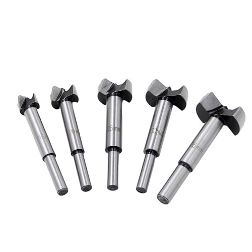 Mengshen Brocas Forstner Set 15-35mm 5 unids, Taladro de Madera de carburo Acero de Alta Velocidad Broca Fresadora Madera Hole Saw Avellanadoras Bisagra Aburrido Agujero, Paquete de Ampolla