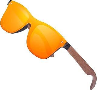 KINGSEVEN Holz Sonnenbrille für Herren und Damen I Unisex Polarisierte Sonnenbrille mit Holzbügeln aus Walnuss I UV400-Sch...