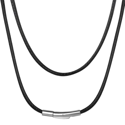 ChainsHouse Braided Leather Necklace Cord for Pendants with Clasp 16 inch