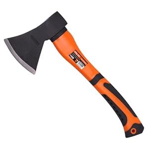 Edward Tools Wood Axe – Heavy Duty Small Camp Hatchet with Sheath – for Splitting Wood, Kindling – Forged Steel Blade with No Slip Handle – Throwing Hatchet and Axe