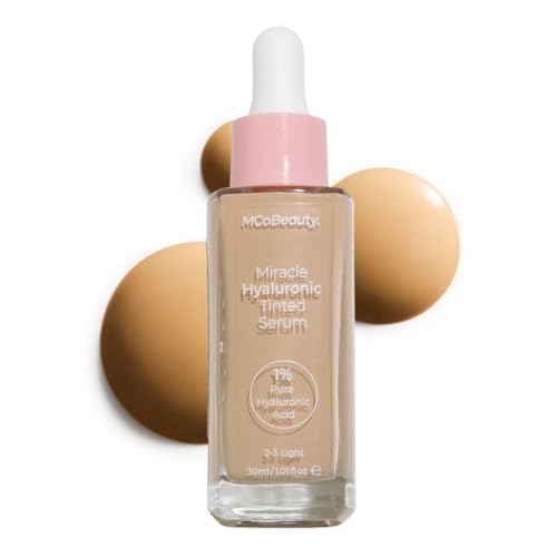 MCoBeauty - Miracle Hyaluronic Tinted Serum - 2-3 Light - Skincare-Infused Hydrating Skin Tint with Hyaluronic Acid - Buildable & Medium Coverage Moisturizing Serum Foundation - Cruelty Free