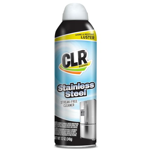 CLR Brands® Spot Free Stainless Steel Cleaner - Removes Water Marks, Fingerprints and Residue from Refrigerators, Dishwashers, Ovens and More, Streak Free Shine - 12 Oz Spray Can (Pack of 1)