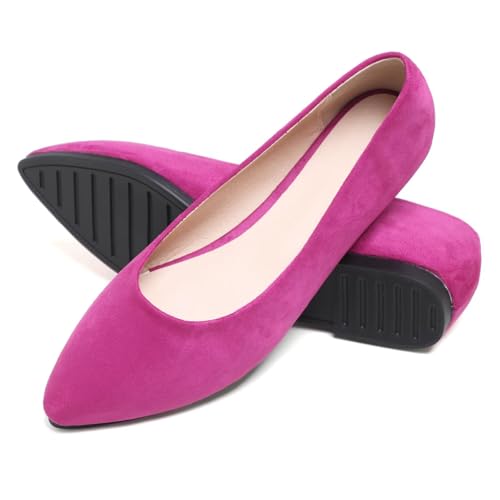 Image of Dear Time Women's Pointed Toe Ballet Flats Simple Casual Office Work Flats Slip-on Comfortable Shoes