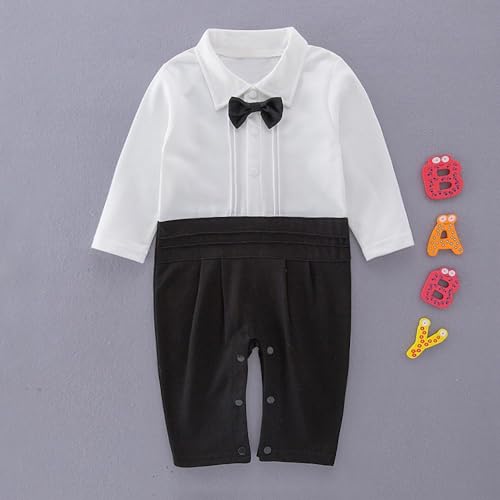 Dressy Daisy Infant Baby Boy Black Tuxedo Suit with Blazer Gentleman Formal Outfit3