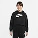 Nike Girl's Sportswear Club Fleece Crop Hoodie (Little Kids/Big Kids) Black/White S (8-9 Big Kid)