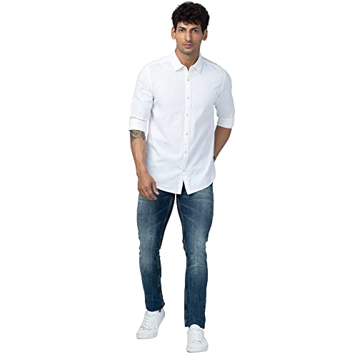 Image of Spykar Full Sleeves Cotton Blend Slim Fit Shirt for Men