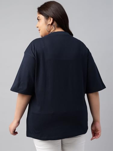Image of JUNEBERRY 100% Pure Cotton Oversized Baggy Fit Cool Front Chest Graphic Printed Half Sleeve Plus Size T-Shirt for Women & Girls (Sizes: 2XL to 5XL)