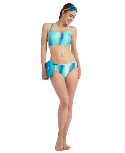 Image of Speedo Women's Endurance10 Printed Racerback Bikini Set Swimming Costume Swimwear | Chlorine Resistance | UPF 40+ Sun Protection | Racerback Design | Removable Bra Pads