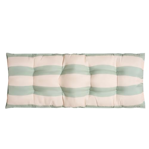 OHS Bench Cushion Stripe 2 Seater Garden Bench Cushion Seat Pad for Patio Kitchen Garden Furniture Cushions Soft Waterproof Comfy Dining Bench Indoor Outdoor Cushions Sage/Cream