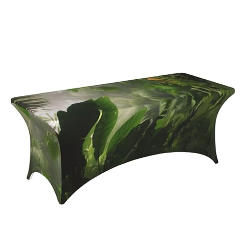 Nappe rectangulaire 1m80 forêt tropicale élasthanne extensible et lavable - 4