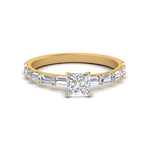 Bague de fiançailles princesse en or jaune, le cadeau idéal de la taille 47 à 70