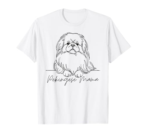 Pekingese Mama Pekingese Mom Cute Line Art Dog Artistic T-Shirt