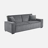 Velours côtelé grosse côte sweeek - Canapé Convertible 3 Places Gris foncé Velours côtelé L 231 x P 96.5 x H 80cm