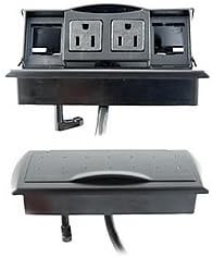 Byrne, Table or Desk Mini-Port Power and Data Center, Color: Matte Black, Material: Molded Plastic, Dimensions: Above Desk; 3”Wx x7”L - Below Desk; 2.5”W x 6”L, Qty: 1