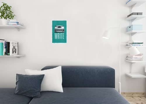 Image of Typewriter Poster Write Retro Vintage Green Creative Writing Writer Classroom College Cool Wall Art Print Poster 12x18