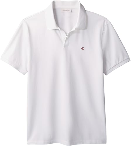 Calvin Klein Uomo Maglietta Polo Maniche Corte Monogram Pique In Cotone, Bianco (Blanc De Blanc), S - 6