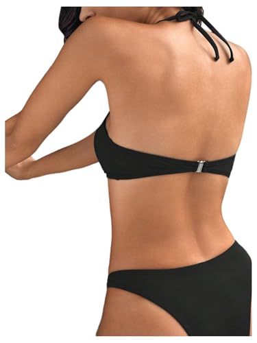SweatyRocks Women's Ring Linked Triangle Bikini Top Halter Bathing Suits Tops Summer3