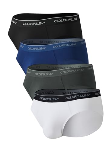 COLORFULLEAF Mens Underwear Briefs Soft Rayon Made From bamboo rayon underwear Briefs for Men Cool Breathable 4 Pack(4C,M)