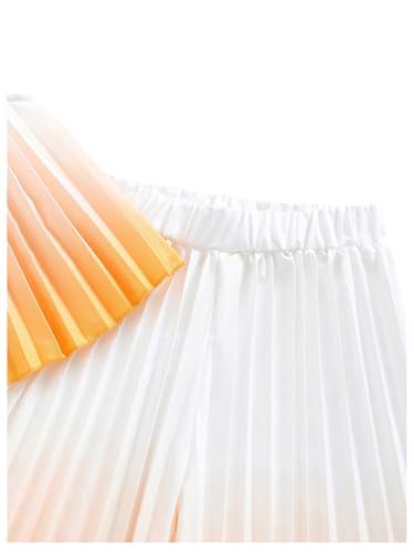 Image of RoseSeek Girl's 2 Piece Boho Cute Outfits Pleated Spaghetti Strap Camisoles Elastic Waist Wide Leg Pants Sets