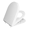 DERW D Shaped Soft Close Toilet Seat, Heavy Duty Premium Thermoplastic, Quick Release, Easy Clean and Install with Alignment Guide, Durable White Toilet Seat