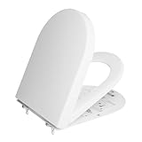 DERW D Shaped Soft Close Toilet Seat, Heavy Duty Premium Thermoplastic, Quick Release, Easy Clean and Install with Alignment Guide, Durable White Toilet Seat
