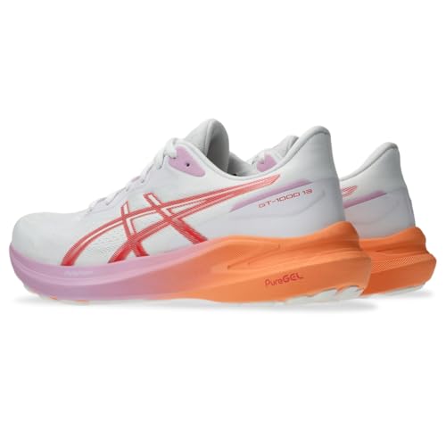 ASICS Women's GT-1000 13 Running Shoes, 9, White/Coral Reef3