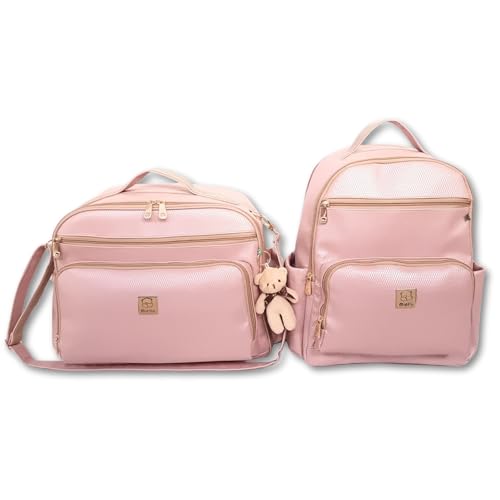 Kit Bolsa Mala Maternidade Bebe Enxoval Grande + Mochila + Trocador - Linha Austin (Ouro Rosa)