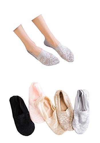 Women's No Show Socks, 5 Pack Bamboo Fiber Non Slip Flat Boat Invisible Low Cut Liners Sports Ankle Socks (Mix Colors)