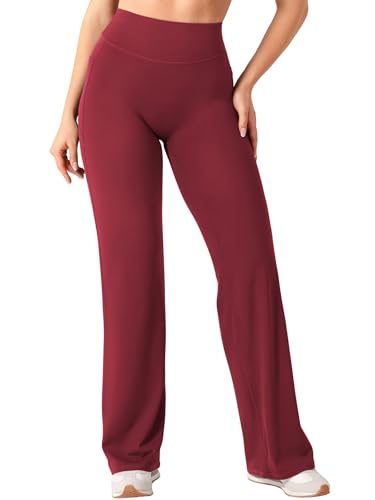 Image of YEOREO Ease Workout Leggings with Pockets for Women No Front Seam Straight Leggings High Waist Wide Leg Yoga Pants 29 inch / 31.5 inch