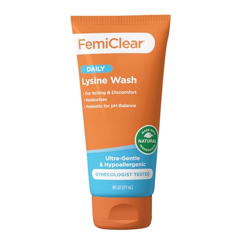 FemiClear Daily Lysine Feminine Wash 6 fl oz Ultra-Gentle Cleansing Intimate Wash Helps Relieve Itching Irritation and Odor pH-Balanced Gynecologist Tested Natural & Organic Ingredients