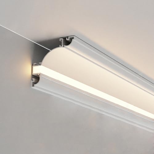 Crown Molding Ceiling Decor LED Indirect Lighting, Indirect Lighting Molding Diffuser for Ceiling Floor Wall, Wall Washer Profile Veil Frames/Skirting Line,Warm Light,1m(39.37in) B