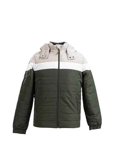 Image of Men's Thermal Jacket Triple Layer Insulated Winter Coat | Water Repellent Windproof Jacket with Detachable Hood | Warm Fleece Lined Travel Outdoor Jacket for Men