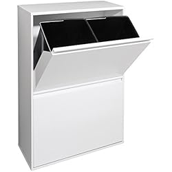 Cubo Basura Compartimentos ARREGUI Basic CR601-B Cubo de basura y reciclaje de acero de 4 cubos, mueble de reciclaje, 4 x 17 L (68 L), blanco
