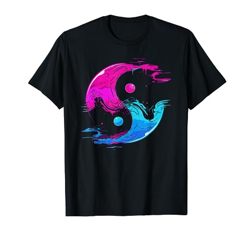 Yin y Yang Qi Gong Tai Chi Synthwave Fusion Flujo de agua Camiseta
