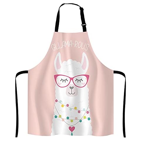 Lefolen Inspirational and motivational Apron with Alpaca,Cute llama Gllama-rous Unisex Kitchen Bib with Adjustable Neck for Cooking Gardening,Adult Size Cover