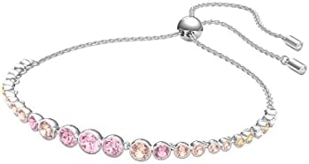 SWAROVSKI Tennis Bracelet, Adjustable with Pink and Blue Tone Round Crystals in Various Sizes on a Rhodium-Finish Band, Size M, Part of the Emily Collection, an Amazon Exclusive