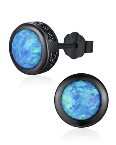 Odinstone Men Stud Earrings Sterling Silver Vikings Celtic Earrings Nordic Runes Jewelry Hypoallergenic Stylish Hip Hop Earring for Men Women