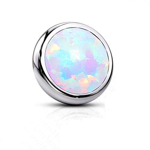 Paula & Fritz® Piercing pour le corps en titane - Qualité supérieure - Ancre dermal - Ancre dermal - Différentes couleurs et épaisseurs - En titane - Grade 23, Titane, Opale synthétique