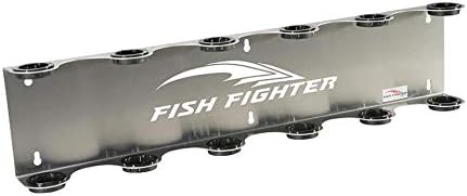 6 Fishing Rod Wall Mount, Silver Aluminum, Vertical Rod Holder, Garage Storage