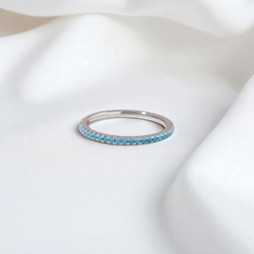 Turquoise Eternity Ring 18K Yellow Gold Engagement Ring Minimalist Stacking Band Wedding Jewelry Everyday Wear Gift for Her2