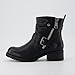 Dunes Max Motorcycle Womens Ankle Boots – Comfortable Booties for Women with Zipper & Buckle, Combat Boots Style, Memory Foam, Wide Width Options BLACK 6.5