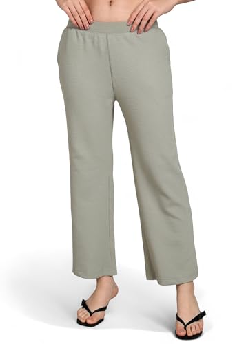 Image of Alan Jones Clothing Women's Straight Fit Mid Rise Solid Stretch Waffle Straight Pants