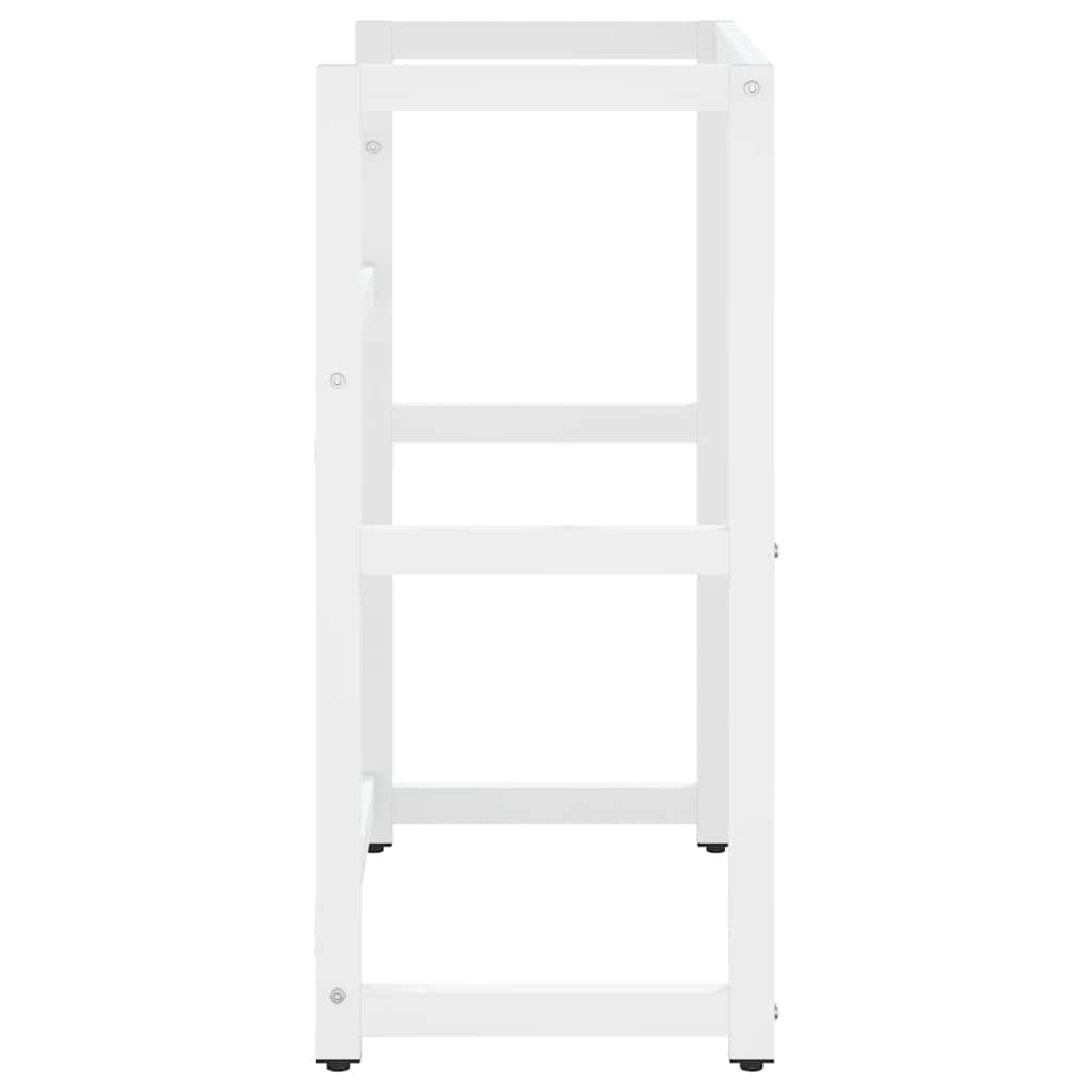 Waschtischgestell Badezimmer Weiß 59 x 38 x 83 cm, pulverbeschichtetes Eisen, Waschbeckenständer mit Wandhalterung, platzsparender Stauraum für Waschplatz und Gäste-WC