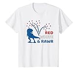 Ce design dispose de feux d'artifice multicolores et d'un T-Rex avec le texte rouge, blanc et Rawr.