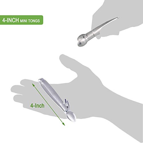 Hinmay Sugar Tongs 4-Inch Mini Serving Tongs Stainless Steel Appetizer Tongs, Set Of 4 #TOP5