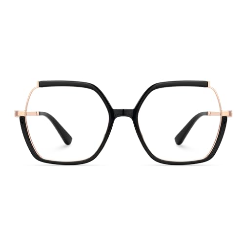 Image of Zeelool Square Glasses Frames for Women Oversized Black Fake Eyeglasses With Clear Lens Fashion Lightweight Full Eyewear Glasses Alexia JGX883711-01