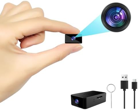 cuoum Mini Kamera-1080P HD Mini-Kamera mit Akku, Kleine Kamera mit Aufzeichnung, EIN Tasten Bedienung Mini Cam with Recording, Tragbare Mini Video Camera, Keine WLAN/APP/Bluetooth