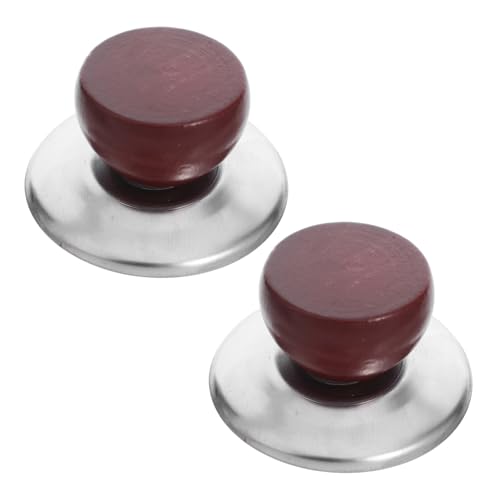 NUOLUX 2個鍋蓋ノブ 木製グリップ製耐熱ハンドル キッチン用ユニバーサル鍋蓋取っ手交換パーツ 蓋対応 調理アクセサリー